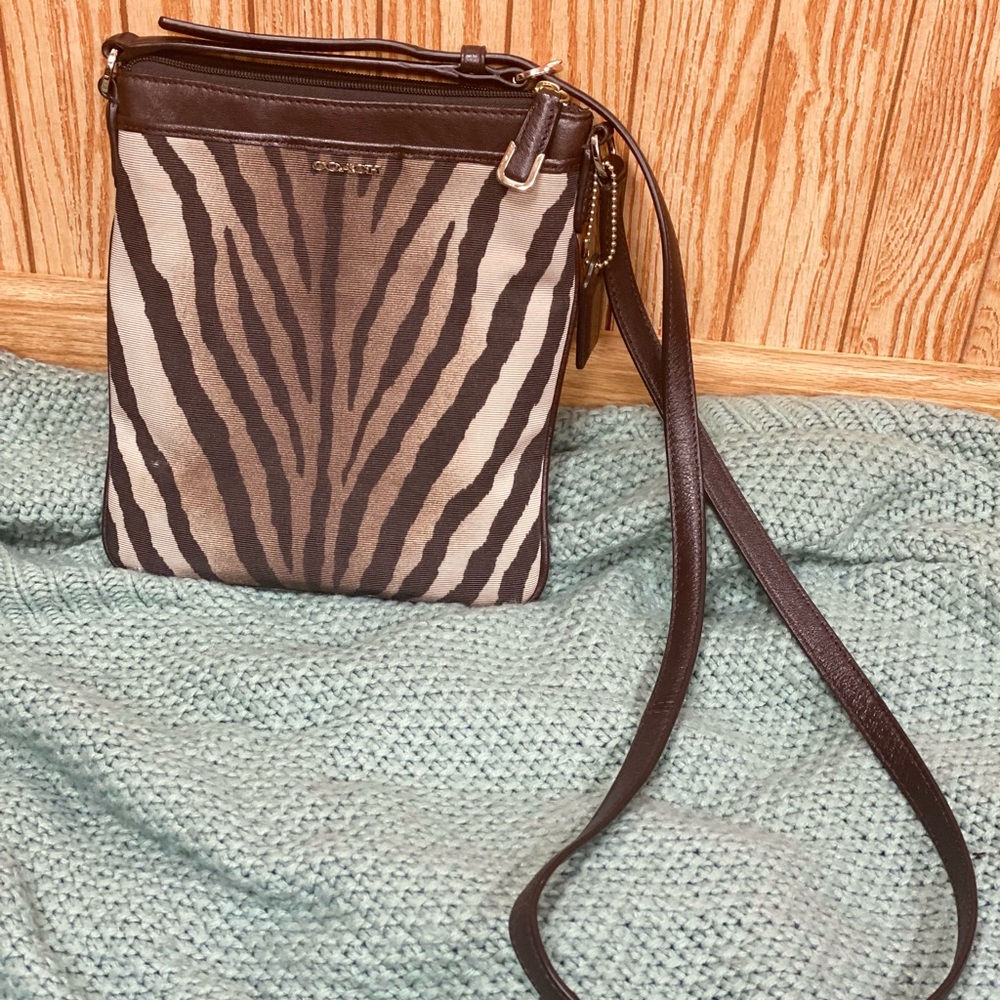 Coach Swingback Madison Zebra Print Crossbody